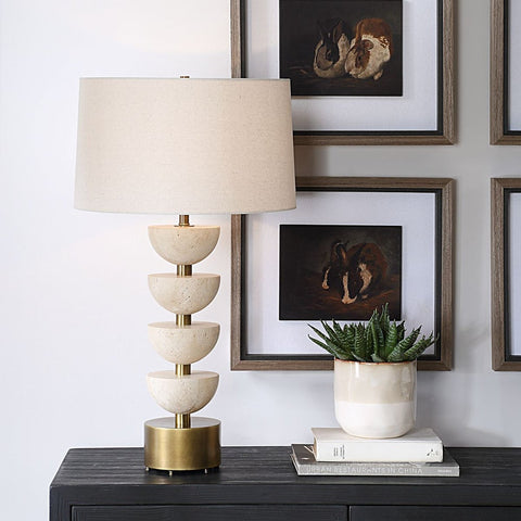 Accent Modern Column Table Lamp in Brass