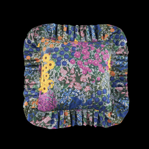 Artful Traditionalist Bohemian Floral Ruffles Pillow Cover