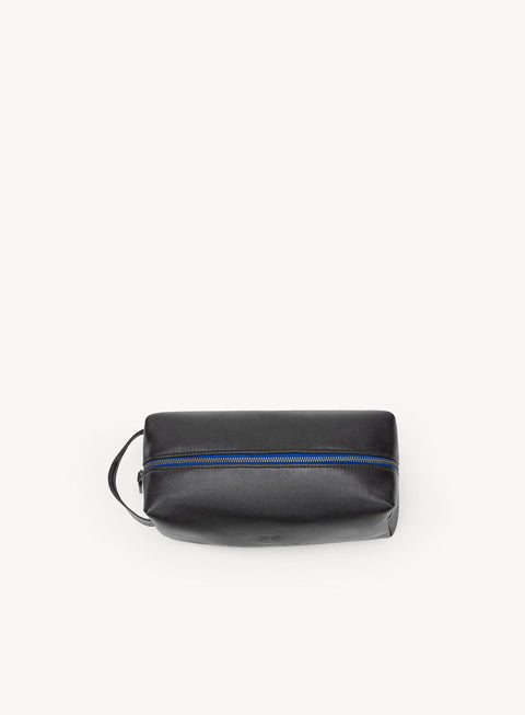 Travel Solid Black Dopp Kit with Zip Top and Strap Handle