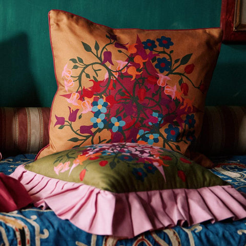 Powered by People Artful Traditionalist Bohemian Floral Graphic Square Pillow Cover - 20 x 20