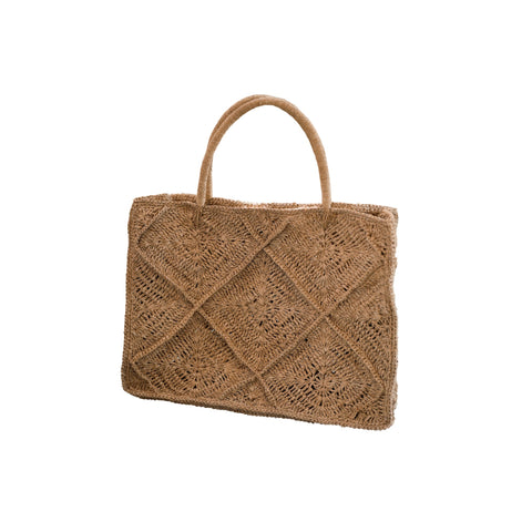 Beach Geometric Handmade Tote with Braided Design
