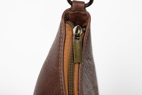 Mahogany Solid Leather Shoulder Bag with Interior Pocket