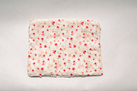 Floral Graphic Ruffled Pouch with Zipper