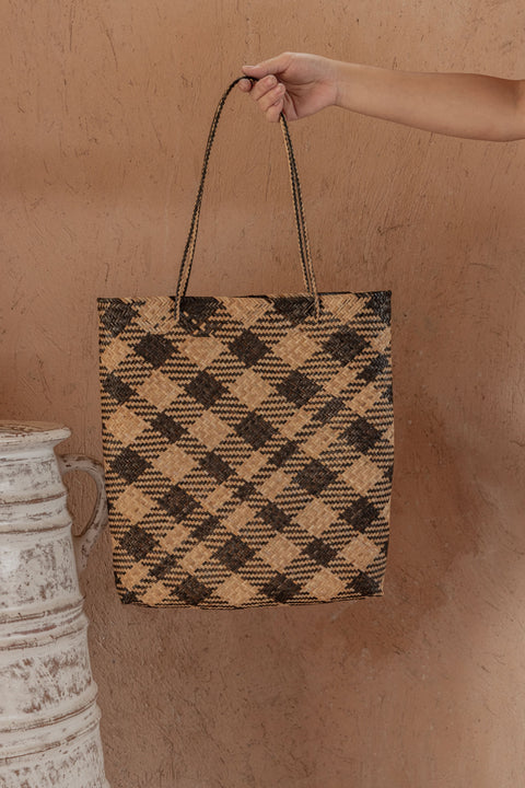 Casual Handmade Braided Rattan Open Top Tote