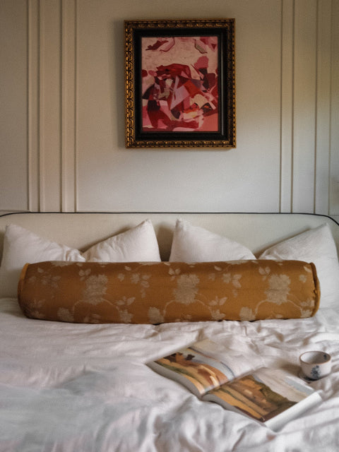 Artful Traditionalist Bolster Pillow with Contrast Trim