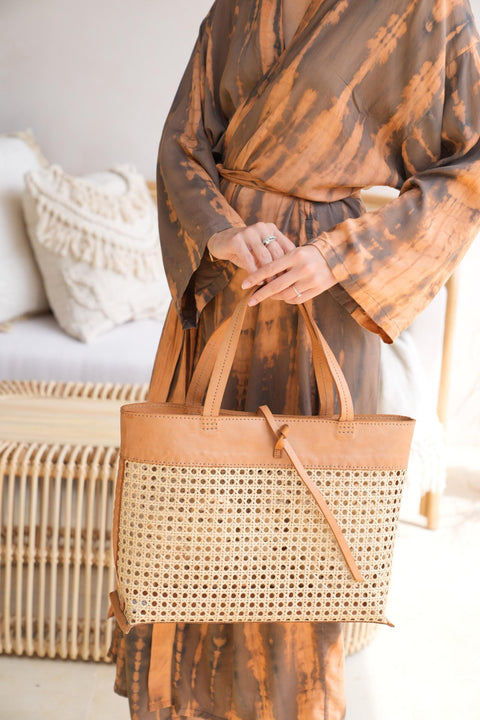 Beach Geometric Handmade Rattan Tote