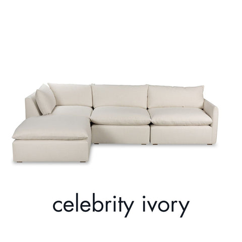Modern L Shape Modular Sofa with Armrests and Loose Cushions