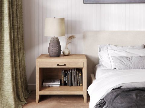 Camilla Accent Drum Table Lamp in Tan Organic Modern Style