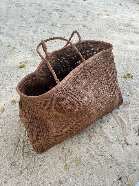 Beach Handmade Raffia Tote with Adjustable Straps