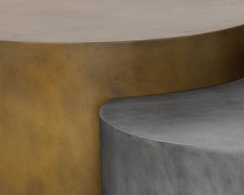 Sunpan Neo Abstract Curved Drum Coffee Table Set