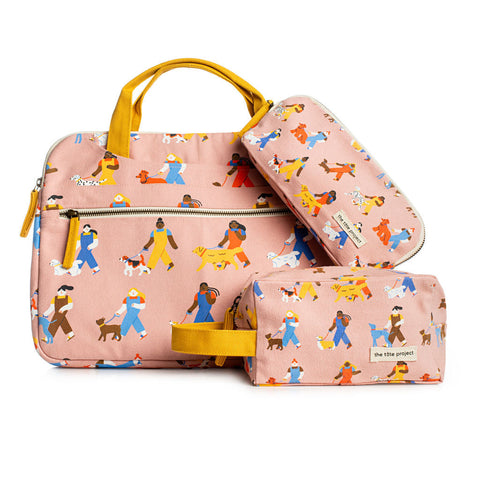 Graphic Print Zip Top Pouch with Pocket