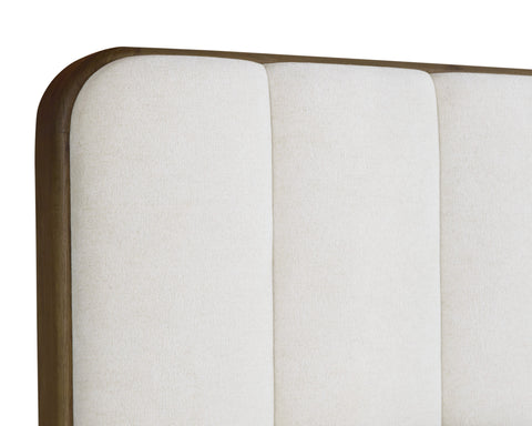 Sunpan Contemporary Jamille Upholstered Platform Bed with Headboard - Low Profile - King - Queen