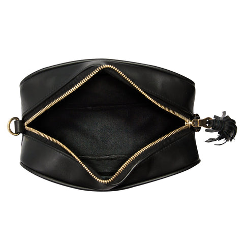 Chevron Quilted Crossbody with Tassels and Zipper Closure