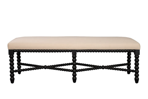 Artful Traditionalist Upholstered Oak Accent Bench