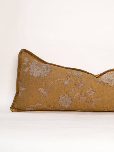 Artful Traditionalist Vintage Embroidery Lumbar Pillow