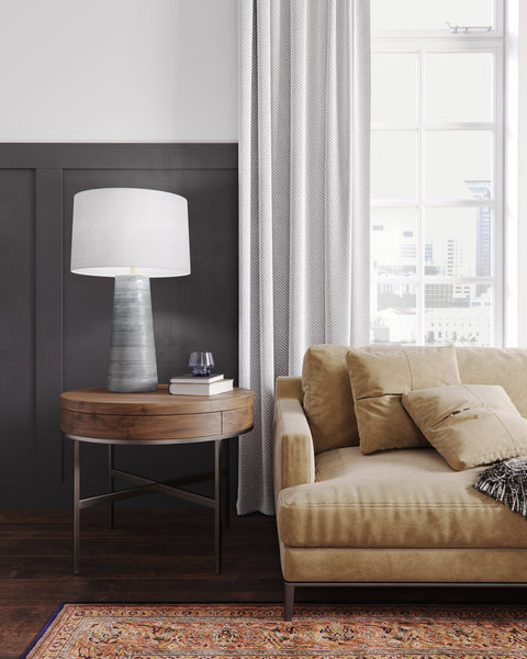 Charles Accent Handcrafted Column Table Lamp with Carving