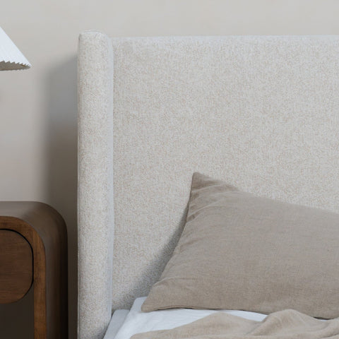 Moss Home Contemporary Chloe Wingback Platform Bed - Queen - Queen