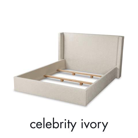 Moss Home Contemporary Chloe Wingback Platform Bed - Queen - King - Twin