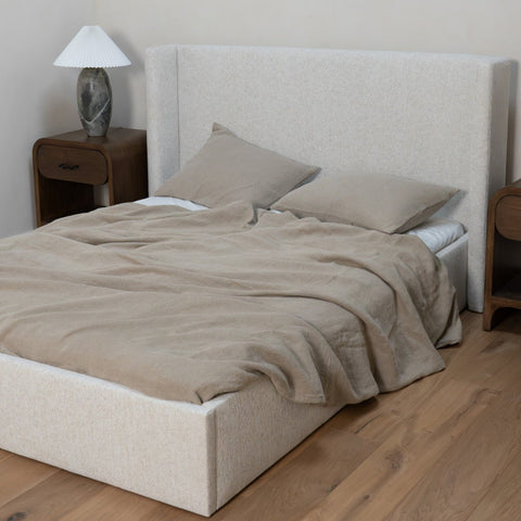 Moss Home Contemporary Chloe Wingback Platform with Headboard - Bed - Cal King - Queen