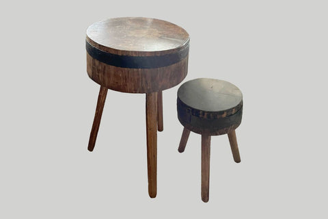 Timeless Minimalist Rustic Accent Stool with Tapered Legs