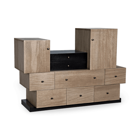 Contemporary Washed Walnut Accent Cabinet with Knob