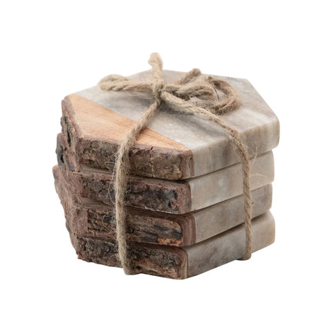 The Lifestyle Lab Live-edge Tabletop Essentials Hexagon Drink Coaster - Set of 4