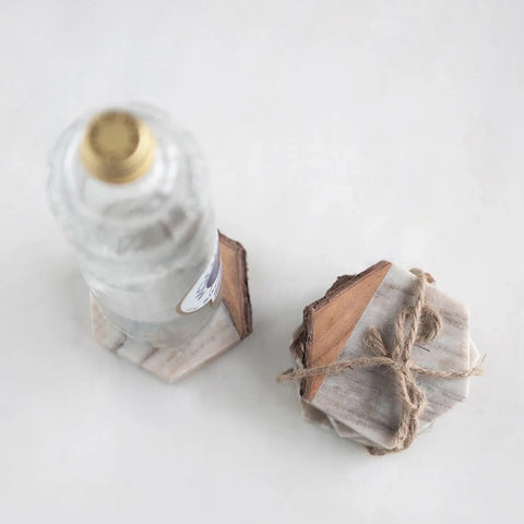 The Lifestyle Lab Live-edge Tabletop Essentials Hexagon Drink Coaster - Set of 4