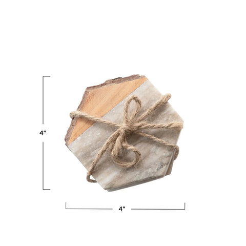 The Lifestyle Lab Live-edge Tabletop Essentials Hexagon Drink Coaster - Set of 4