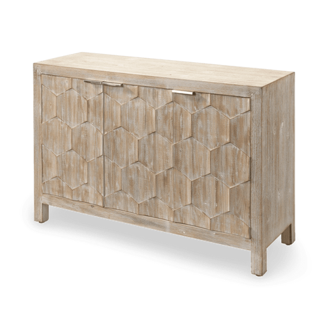 Accent Cabinet with Honeycomb Pattern and Brushed Pull Handles