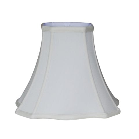 Cut Corner Scallop Square Bell Supreme Satin Lamp Shade - Off White