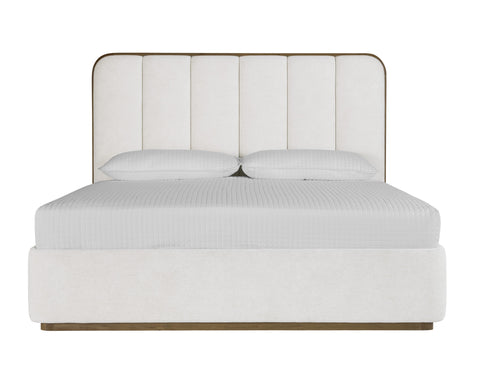 Sunpan Contemporary Jamille Upholstered Platform Bed with Headboard - Low Profile - King - Queen