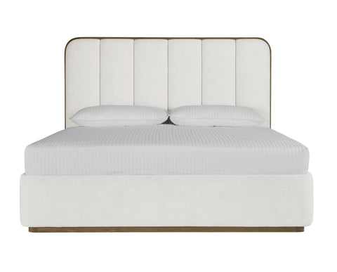 Sunpan Contemporary Jamille Upholstered Platform Bed with Headboard - Queen - King