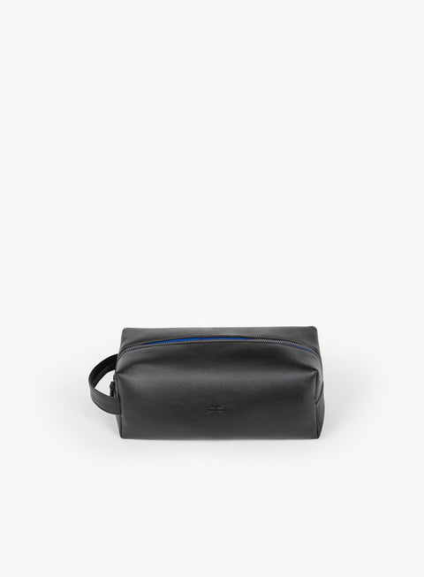 Travel Solid Black Dopp Kit with Zip Top and Strap Handle