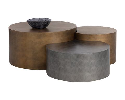 Sunpan Neo Abstract Curved Drum Coffee Table Set