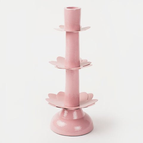 Lotus Bloom Tapered Pink Candleholders