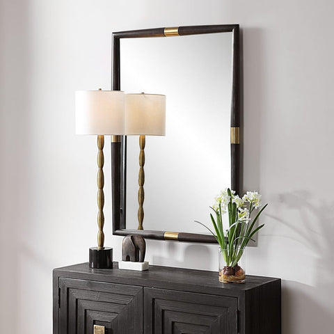 Contemporary Oak Framed Accent Wall Mirror for Entryway