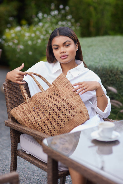 Beach Geometric Handmade Braided Tote