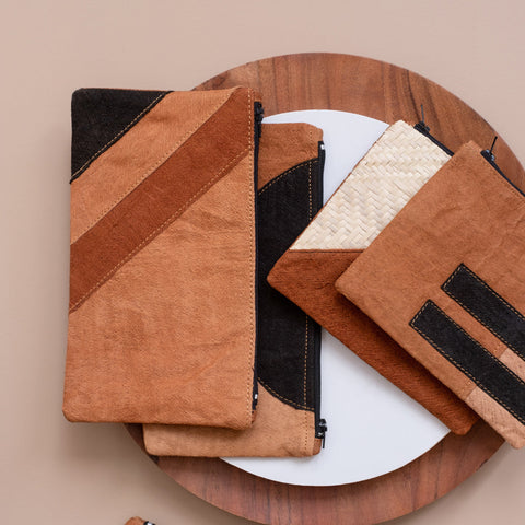 Color Block Handmade Lined Clutch