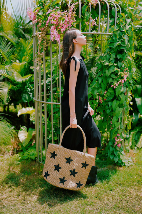 Beach Geometric Embroidery Star Open Top Tote