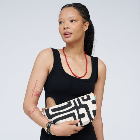 Abstract Graphic Zip Top Pouch with Flat Bottom