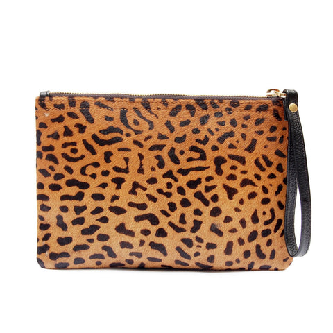 Leopard Animal Pattern Clutch with Zipper Closure