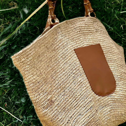 Casual Solid Open Top Tote with Leather Accents