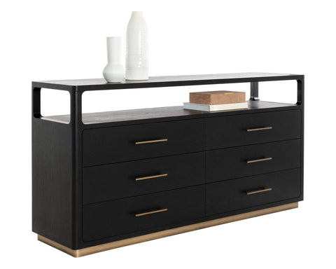 Danette Minimalist Double Dresser with Pull Handles Chest