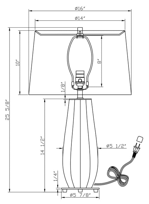 Danforth Fluted Drum Table Lamp Modern Accent
