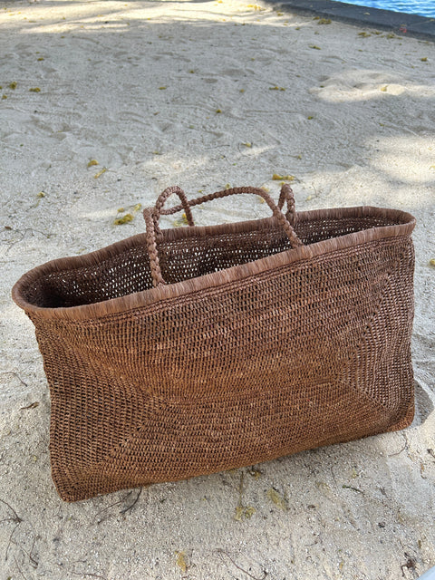 Beach Handmade Raffia Tote with Adjustable Straps