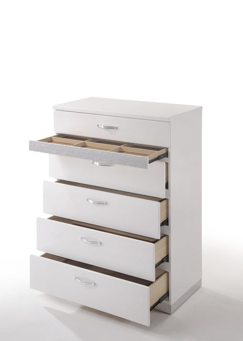 Contemporary High Gloss Drawer Chest with Pull Handles