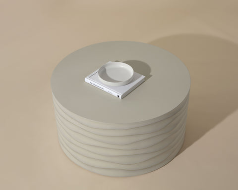 Sunpan Corey Sculpted Round Drum Coffee Table Modern