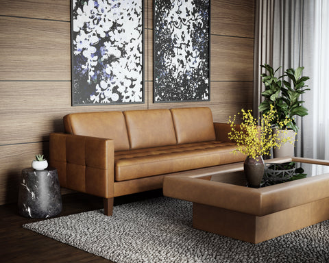 Karmelo Modern Aniline Leather Standard Sofa