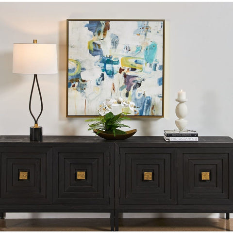 Rolling Onward Framed Canvas Contemporary Abstract Square Wall Art