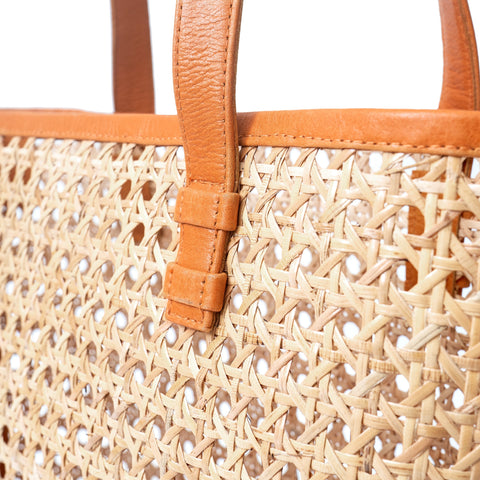 Beach Handmade Geometric Leather Trim Tote